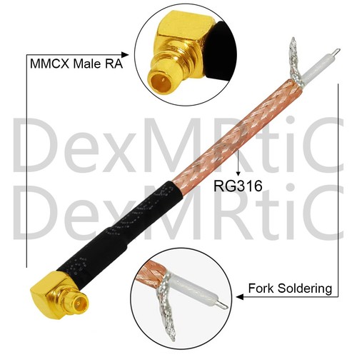 1PC MMCX mâle femelle prise jack RG316 câble 15cm autre extrémité exposée/fourche à souder - Photo 11/14