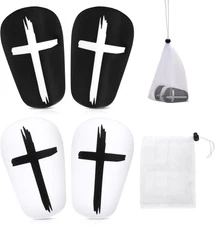 2 Pairs Mini Shin Guards Soccer, 3.93X2.36 Inch Black & White Cross Protective S