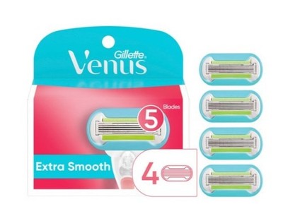2X Gillette Venus 4 Extra smooth Cartridges (8 Cartridges Total)