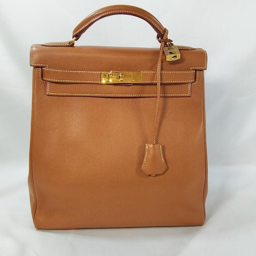HERMES Paris Kelly Ado GM Backpack Gold Courchevel Leather Japan
