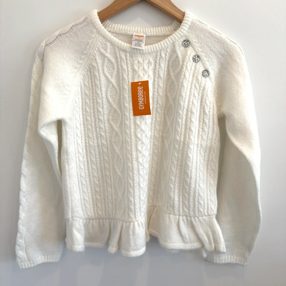 Pull Gymboree Fille Taille 5 – Blanc Avec Couleurs Arc-en-ciel – Fermeture Zip – 2006 – Occasion