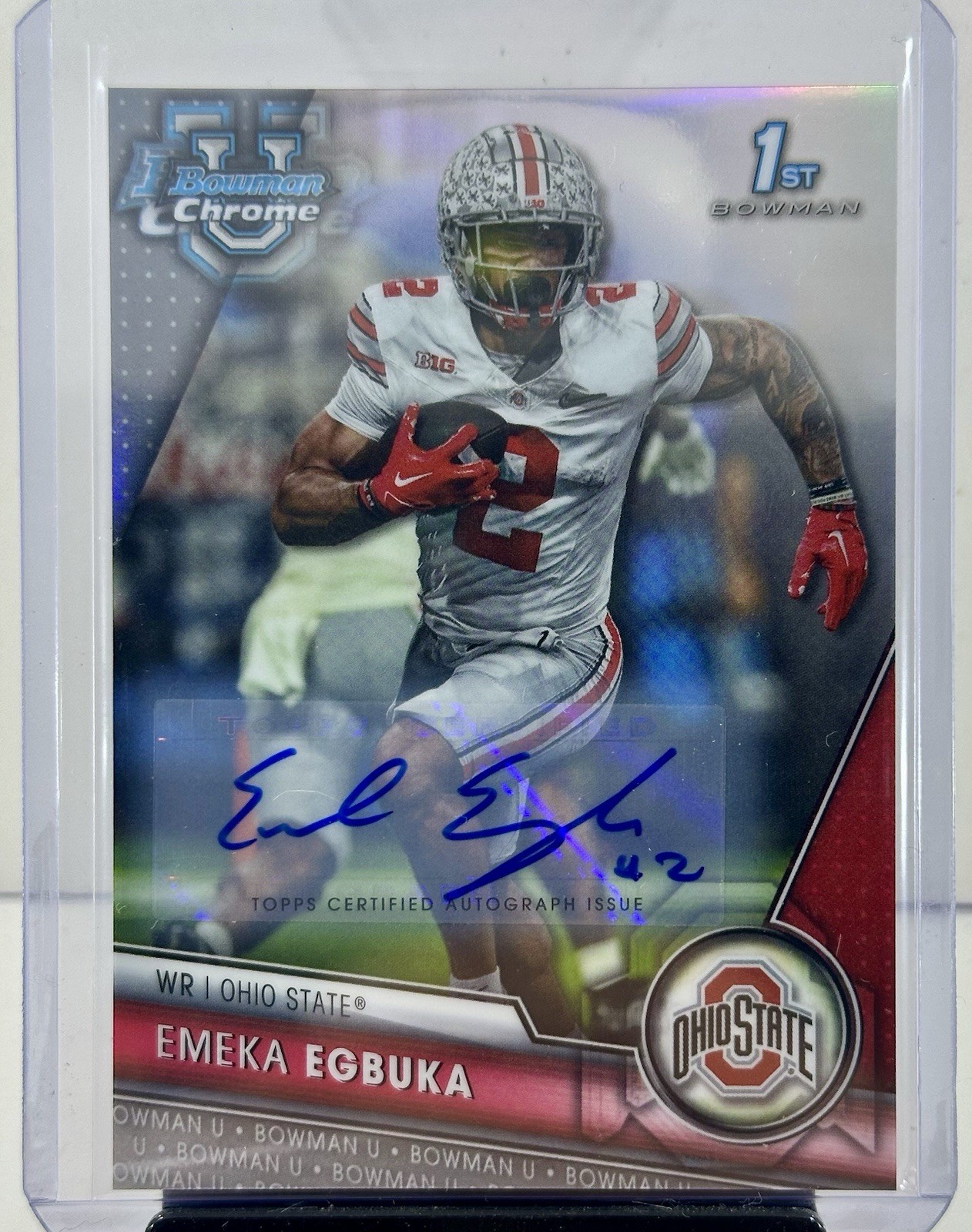 2023 Bowman University Chrome - Autograph Emeka Egbuka #115 Refractor /499 AU,RC