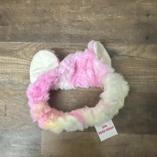 Women's Spa Plush Polyester Headband w/ Bow, Solid Pink White Yellow