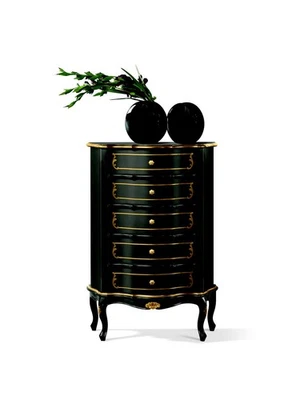 Italienische Möbel Stil Barock Schwarz Schrank Kommode Designer Möbel Holz Neu - Bild 1 von 4