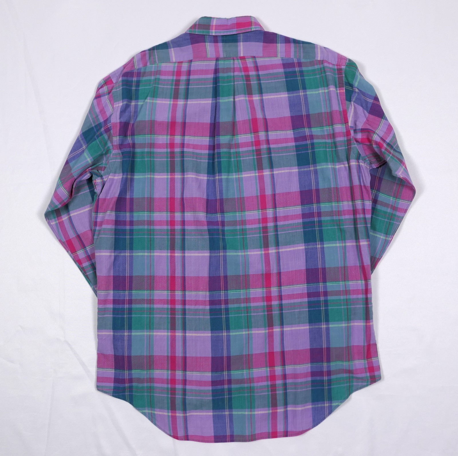 VTG Ralph Lauren Plaid Cotton L/S Shirt Men's LRG Shield Logo RL Golf Clubs Polo image 3