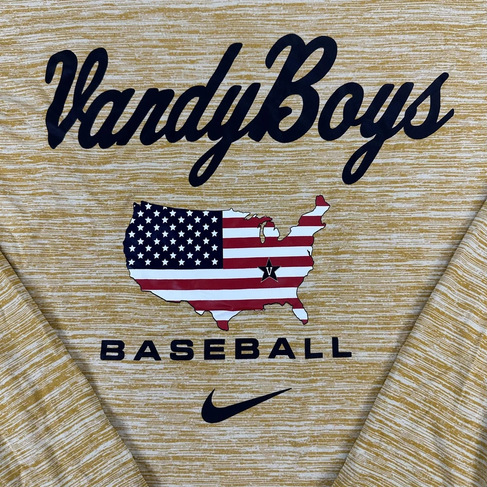 Camisa Vanderbilt Commodores Para Hombres Mediana Dorada Brezo NCAA Béisbol Nike Dri-FIT Foto 2 de 4