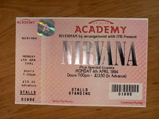 Nirvana -Unused Concert Ticket -  Brixton Academy, London - 4th April 1994.
