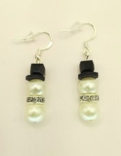 Christmas Snowman Earrings, 925 Hook, All Glass Bead, FREE SHIPPING 