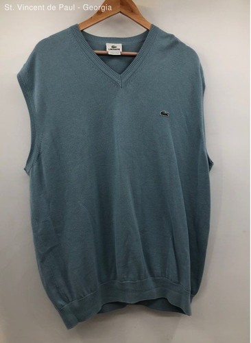 Lacoste blau 100 % Baumwolle bestickt Logo Pullover Weste-Größe 7 - Bild 1 von 8