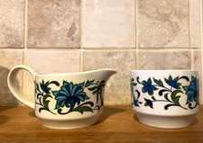 Vintage Midwinter Staffordshire "Spanish Garden" Open Sugar Bowl & Milk/ Creamer