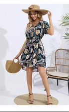 Women’s Floral Maternity Nursing Breastfeeding Dress Casual Short Sleeves