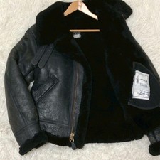 AVIREX B-3 Mouton Jacket Black Flight Bomber Jacket 36 pelle vintage AC-17755