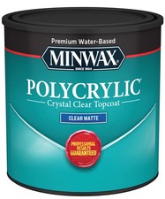 Minwax 222224444 Polycrylic Protective Wood Finish, Clear Matte,  Pint
