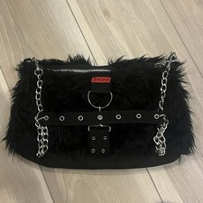 Tripp Nyc 2000s Fur Handbag Y2k Purse Shoulder Bag Goth Punk Black Tripp Nyc 2000s Fur Handbag Y2k Purse Shoulder Bag Goth Punk Black