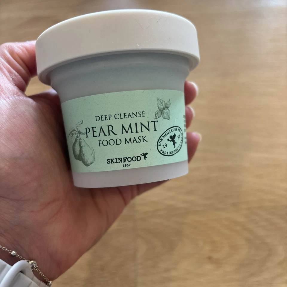 Máscara alimentaria de limpieza profunda Skinfood Pear Mint 120 g/4,23 oz arcilla K-beauty nueva Foto 4 de 4