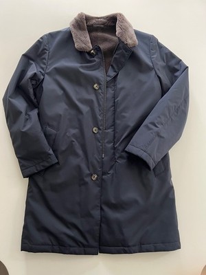 $18K Loro Piana Navy Blue Sebring Castorino Fur Storm System Coat Men Medium