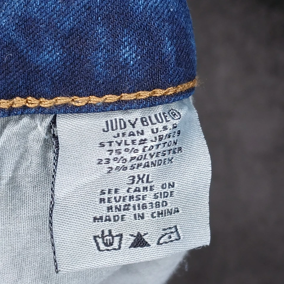 JUDY BLUE Mujer Pantalones Cortos Estilo Boyfriend Envejecido PLUS 3XL Elástico Denim Oscuro Foto 3 de 4