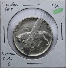 1960 Pioneer Inventions & Conestoga Wagon Commemorative Medal Heraldic Art