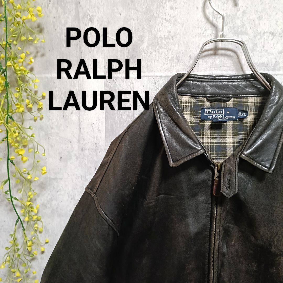 Polo Ralph Lauren Leather Jacket XL Dark Brown Vintage Style