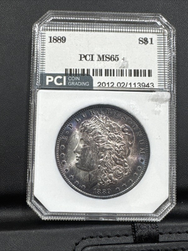 1889P Morgan Silver Dollar PCI Slab Toned toner 90% Silver US Dollar Coin MS65+