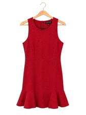 Banana Republic Red Sleeveless Sheath Dress Ruffle Hem Career Modern Size 6