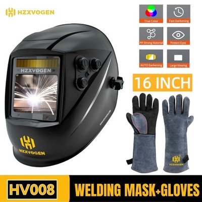 Solar Welding Helmet ,Large View Auto Darkening Mask&16'' Heat resistant Gloves