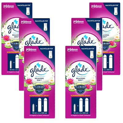 6x 10ml Glade touch & fresh Minispray Blumen Raumduft Relaxing ZEN Nachfüller