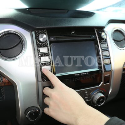 Carbon Fiber Central Control Button Frame Cover Trim For Toyota Tundra 2014-2021