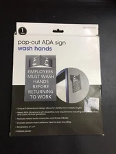 Advantus Pop-Out ADA Signs, 6 x 9 Inches, Gray/White, Wash Hands (91100)
