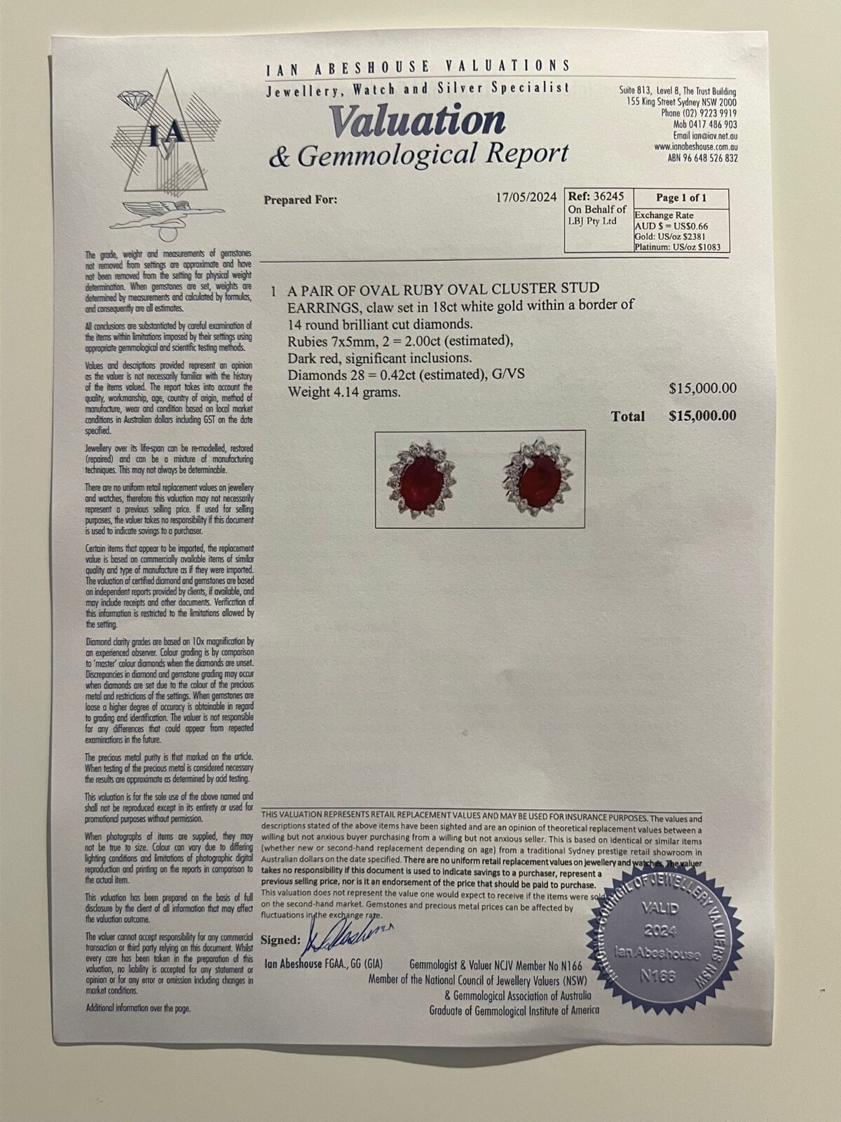 Authentic Bespoke Ruby & Diamond Oval Cluster Ear… - image 7