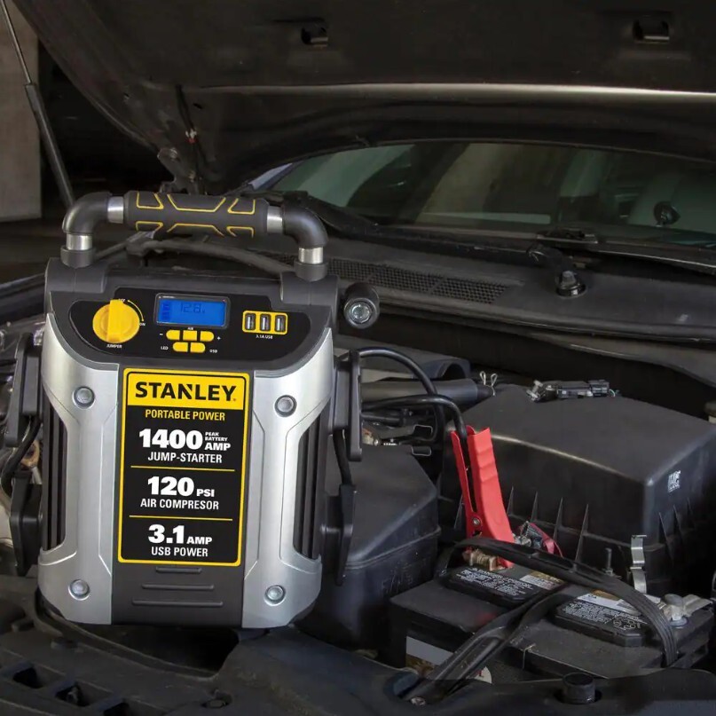 Stanley  1400 Peak Amp Jump Starter With 120 PSI Air Compressor And 3 USB Ports