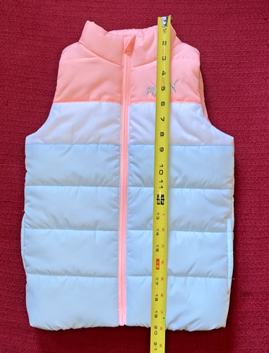 Puma Girls - Puffer Vest - Front Zipper - 2 Pockets - Pink & Blue - Size XS-5/6 - Picture 9 of 11