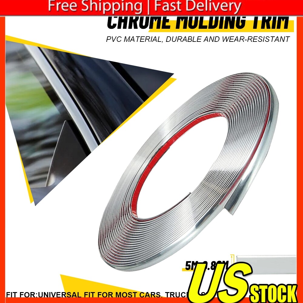 Chrome Trim Molding Strip 16ft for Car Body Door Side Decoration and Protection