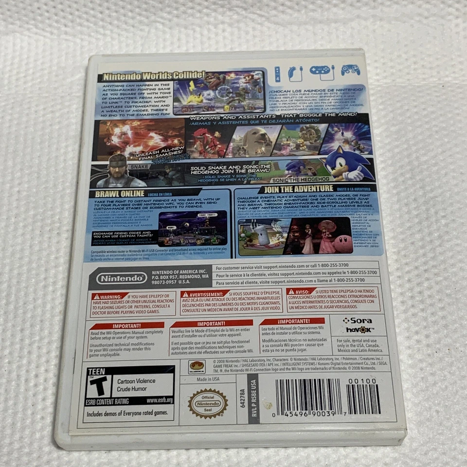 Super Smash Bros.Streit Nintendo Wii 2008 Komplett - Bild 2 von 4
