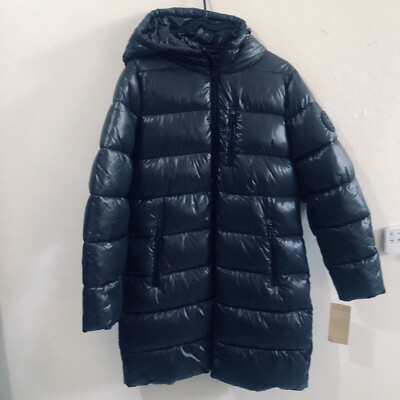 MICHAEL KORS Women Gunmetal Gray Puffer Soft Medium Length Coat Womens Size M