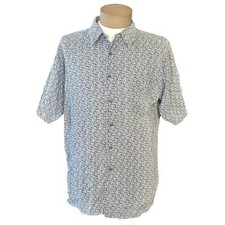 Vintage 90  s Rayon Abstract Print Button Up All Over Print Collared Shirt