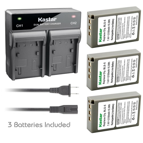 Kastar Battery Dual Rapid Charger for Olympus BLS-5 & Olympus E-PL2 EPL2 Camera - Picture 9 of 10