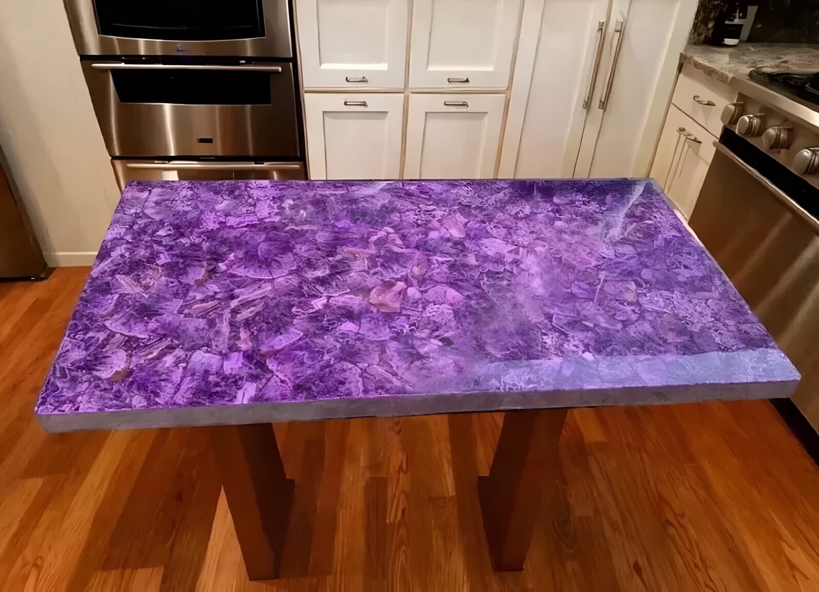 Unique Amethyst Stone Dining Table Top Kitchen Slab Furniture