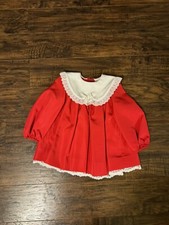 Vintage RUTH OF CAROLINA Red Dress with Lace Collar Accents Size 2T Girls