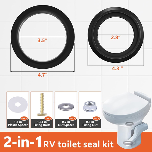 RV Toilet Seal Kit Replacement Parts for Thetford Aqua Magic Style Plus II - Picture 3 of 6