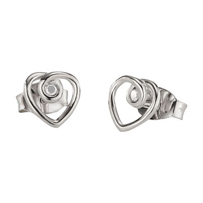 cai love Ohrstecker 925 Sterling Silber rhodiniert Zirkonia weiß Herzform Damen