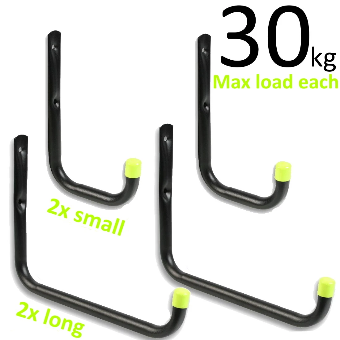 4x Heavy Duty J Storage Hooks Garage Tool Bike Ladder Wall Large Small Brackets