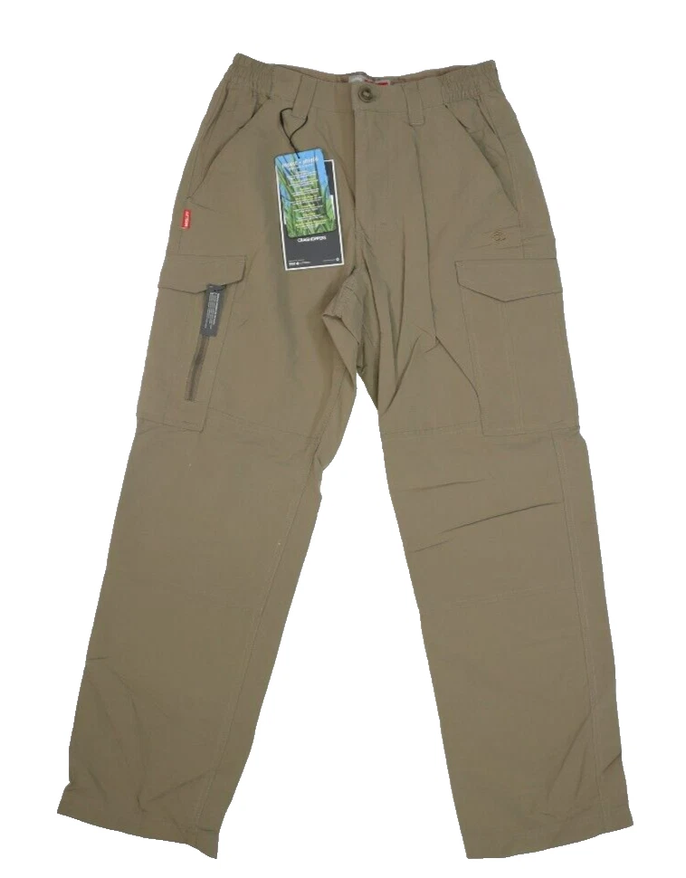 Craghoppers NosiLife Cargo Trouser Pants Pebble Khaki Camping Hiking Mens 30S
