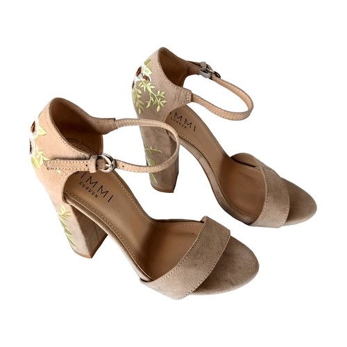 Simmi London Women Block Flowers Heel Strappy Shoes Size 7.5 Ivory Color 04580 - Picture 3 of 9