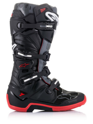 ALPINESTARS 2024 TECH 7 MOTOCROSS BOOTS BLACK COOL GREY RED MX OFF