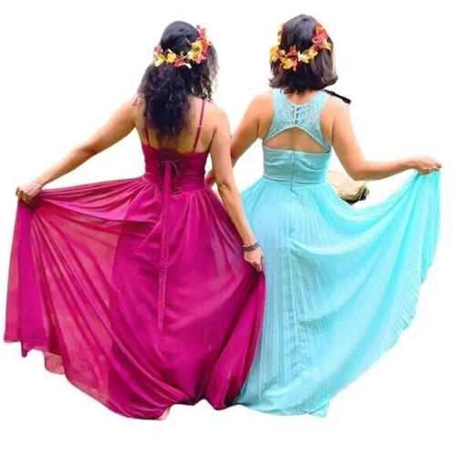 Bariano Australia Turquoise Lace Top Pleated Skirt Maxi Party Dress Size Medium - Picture 2 of 14