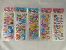 5 Different Sheets 3D Puffy Sea Creatures Stickers Bulk Stickers for Kids