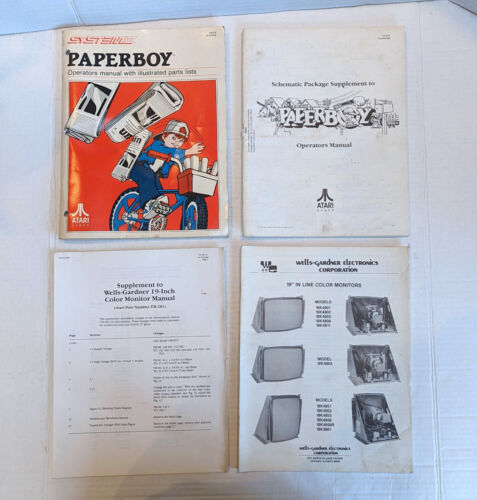Paper Boy Atari Arcade Video Game Operator's Manual, Schematic Supplement, Lot