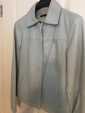 Beautiful Powder Blue Soft Leather Jacket By Sisley Size 8
