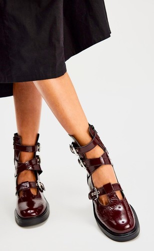 Free People Max Mary Jane Hybrid Boots Cutout T Strap Merlot Wine Patent 9 NEU - Bild 9 von 10